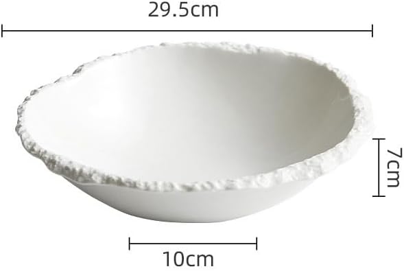 Camping Plates Simple White Ceramic Soup Bowl Kitchen Restaurant Special Tableware Creative Texture Salad Bowl Noodles Bowls Dinner Plate Dish Plate Decorative Plate(A 12inch)