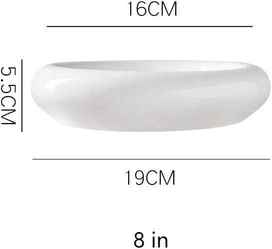 Camping Plates 8-inch White Ceramic Kitchen Tableware Creative Artistic Conception Western Food Plating Hotel Restaurant Cold Dish Bowl Decorative Plate(8 in)