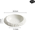 Camping Plates 8.5-inch Rock-Grain Ceramic Plate Household Deep Dish Creative Hotel Restaurant Tableware White Dinner Soup Decorative Plate(8.5 in)