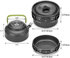 Portable Camping Cookware Kit, Outdoor Cook Gear Pot Pan Kettle Set, Picnic Tableware Tools for Hiking Backpacking Family