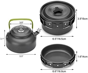 Portable Camping Cookware Kit, Outdoor Cook Gear Pot Pan Kettle Set, Picnic Tableware Tools for Hiking Backpacking Family