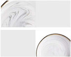 Dinner Plate Stylish Dinner Set for Restaurant and Home, Dinnerware Set Ceramics European Style Marble Dishes and Plates Porcelain Cake Dish Pastry Fruit Tray Ceramic Tableware Steak Dinner Pl (4 Peop