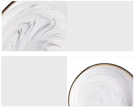 Dinner Plate Stylish Dinner Set for Restaurant and Home, Dinnerware Set Ceramics European Style Marble Dishes and Plates Porcelain Cake Dish Pastry Fruit Tray Ceramic Tableware Steak Dinner Pl (4 Peop