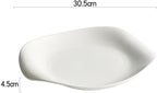 Camping Plates 9.5-inch Western Steak Dinner Plate Household Ceramic Hotel Tableware White Deep Soup Dish Restaurant Decorative Plate(12.5 in)