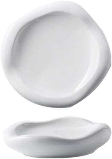 Camping Plates Creative Western Hotel Ceramic Dish Restaurant Special-Shaped White Cloud Artistic Conception Dessert Pastry Pure Tableware Decorative Plate(8 in)