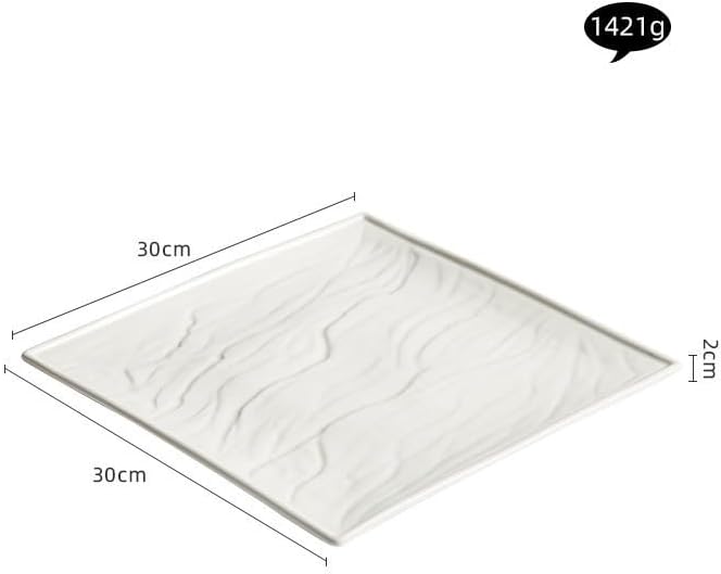 Camping Plates White Steak Plate Square Western Food Creative Simple Tableware Ceramic Flat Cold Dish Decorative Plate(11.8inch)