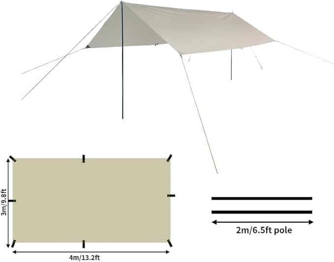 DANCHEL OUTDOOR B2 Portable Yurt with Stove Jack for Winter Camping, 4 Season Bell Tent Large Hot Tent 4/6 Person Family Camping Glamping Party 300D Oxford Khaki, 13ft/16.4ft