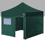 Eurmax USA Full Zippered Walls for 10 x 10 Easy Pop Up Canopy Tent,Enclosure Sidewall Kit with Roller Up Mesh Window and Door 4 Walls ONLY,NOT Including Frame and Top（Forest Green）