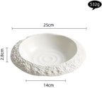 Camping Plates 8.5-inch Rock-Grain Ceramic Plate Household Deep Dish Creative Hotel Restaurant Tableware White Dinner Soup Decorative Plate(10 in)