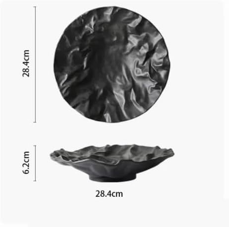 Camping Plates Creative Dinner Plates Household Western Food Dinner Plate Creativity Shiwen Ceramic Tableware Household Cake Tray Decorative Plate(Black -11 inches)