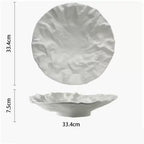Camping Plates Creative Dinner Plates Household Western Food Dinner Plate Creativity Shiwen Ceramic Tableware Household Cake Tray Decorative Plate(White -13 inches)