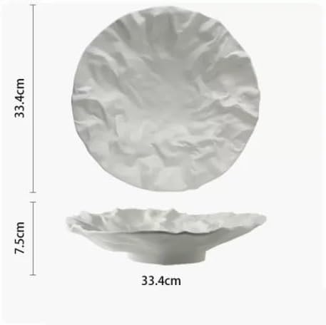 Camping Plates Creative Dinner Plates Household Western Food Dinner Plate Creativity Shiwen Ceramic Tableware Household Cake Tray Decorative Plate(White -13 inches)