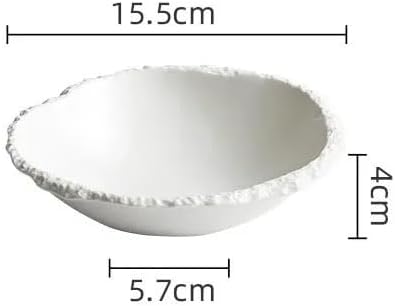 Camping Plates Simple White Ceramic Soup Bowl Kitchen Restaurant Special Tableware Creative Texture Salad Bowl Noodles Bowls Dinner Plate Dish Plate Decorative Plate(A 6inch)