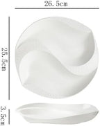 Camping Plates 10.5-inch Hotel Ceramic Tableware With Irregular White Plates And Creative Mandarin Duck Artistic Conception For Private Dishes Cold Decorative Plate(10.5 in)