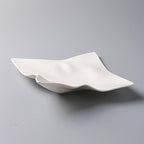Camping Plates Ceramic Tableware Features Hotel Special-Shaped Irregular Origami Edge Square Cold Dish Creative Fusion Shallow Plate Decorative Plate(10.5 in)
