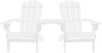 Patio Adirondack Chairs with Tea Table,Garden Chair,Leisure Chair,Bistro Chair,Leisure Chair,Camping Chair,Outdoor Chairs,Conversation Chair,for Patio,Balcony,Party, Solid Wood Fir White