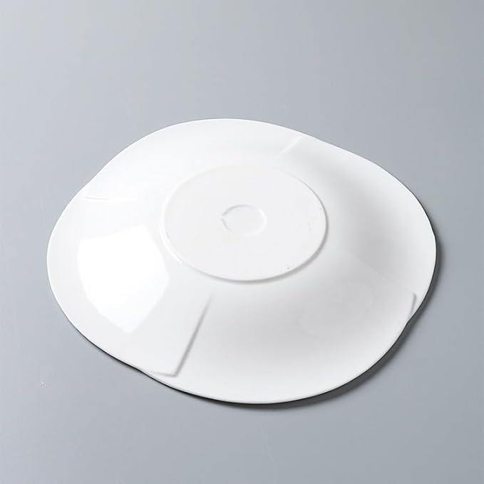 Camping Plates 8-inch Hotel Kitchen Tableware Ceramic Irregular Plate Creative Chinese Club Special-Shaped Lotus Leaf Vegetable Shallow Decorative Plate(11 in)