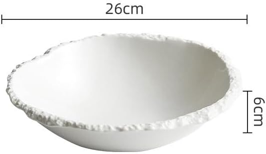 Camping Plates Simple White Ceramic Soup Bowl Kitchen Restaurant Special Tableware Creative Texture Salad Bowl Noodles Bowls Dinner Plate Dish Plate Decorative Plate(A 10inch)