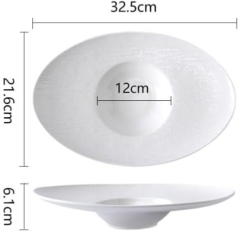 Camping Plates Nordic Dinner Plate Pasta Special Creative Oval Ceramic Tableware Commercial Hotel Decorative Plate(B,Large)