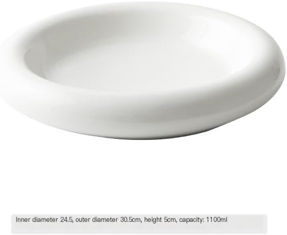 Camping Plates Dinner Plate Household Ceramic Chinese Style White Creative Cold Dish Hotel Restaurant Tableware Decorative Plate(Large)
