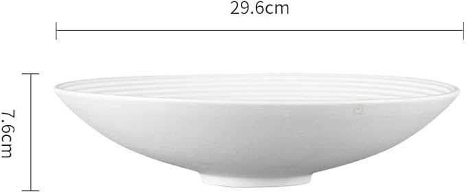 Camping Plates Salad Bowl Fruit Household Ceramic Tableware Light Luxury Large Soup Ramen Decorative Plate(A,Large)