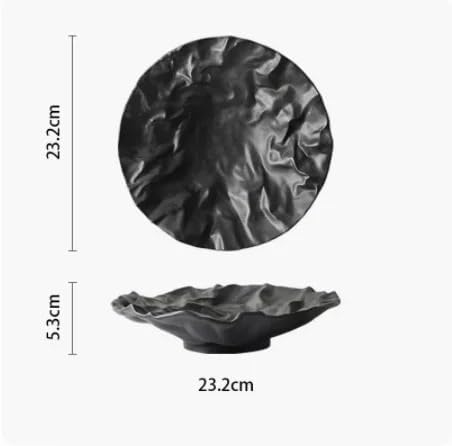 Camping Plates Creative Dinner Plates Household Western Food Dinner Plate Creativity Shiwen Ceramic Tableware Household Cake Tray Decorative Plate(Black -9 inches)