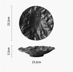 Camping Plates Creative Dinner Plates Household Western Food Dinner Plate Creativity Shiwen Ceramic Tableware Household Cake Tray Decorative Plate(Black -9 inches)