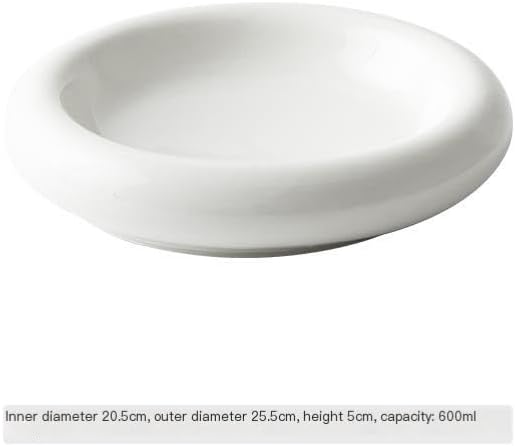 Camping Plates Dinner Plate Household Ceramic Chinese Style White Creative Cold Dish Hotel Restaurant Tableware Decorative Plate(Medium)