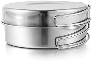 Tableware for Trekking Camping Equipment Picnic Camp Cooking Supplies Stainless Steel Pots Cookware Set Foldable Fork (Color : A)