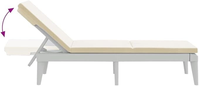 Sun Lounger with Cushion White 73.2"x23.6"x11.4" PPtanning Chair Camping Chairs Recliner Patio Suitable for Garden Courtyard