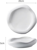 Camping Plates Creative Western Hotel Ceramic Dish Restaurant Special-Shaped White Cloud Artistic Conception Dessert Pastry Pure Tableware Decorative Plate(8 in)