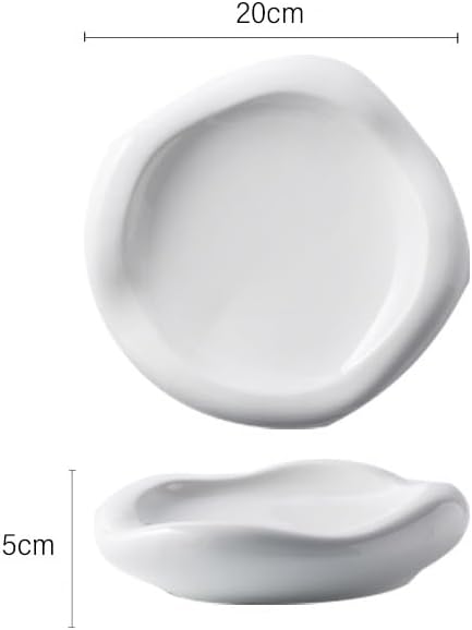 Camping Plates Creative Western Hotel Ceramic Dish Restaurant Special-Shaped White Cloud Artistic Conception Dessert Pastry Pure Tableware Decorative Plate(8 in)
