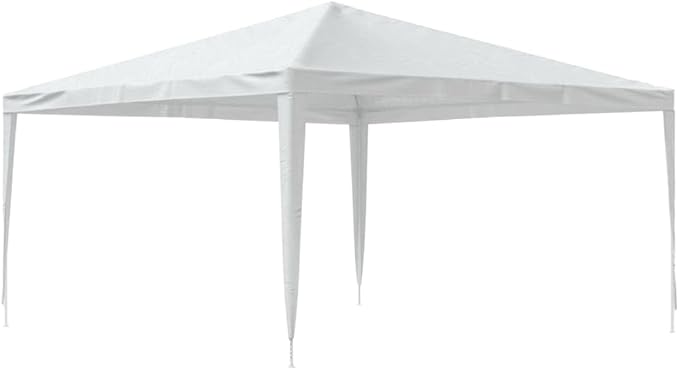 White Polyethylene Party Tent 13x13 Feet Water-Resistant UV-Resistant Adjustable Height for Outdoor Events Weddings BBQs