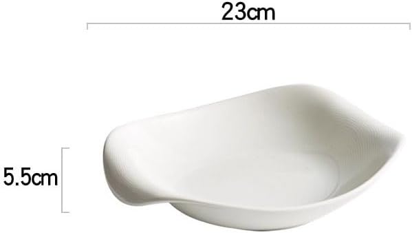 Camping Plates 9.5-inch Western Steak Dinner Plate Household Ceramic Hotel Tableware White Deep Soup Dish Restaurant Decorative Plate(9.5 in)