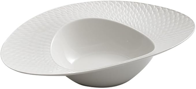 Camping Plates White Dinner Plate Ceramic Soup Bowl Fruit Salad Bowl Hotel Western Tableware Creative Plate Decorative Plate(12-inch)