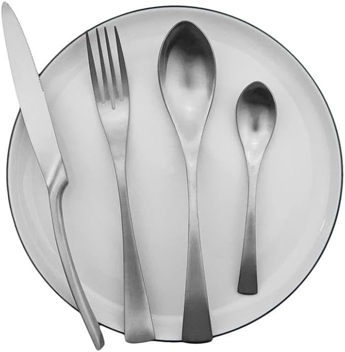 Silverware Flatware Cutlery Set， 6/24/36/48/60/72 Pieces Stainless Steel Cutlery， Forks and Spoons Mirror Blue Steak Cutlery Six-Piece Set，Silver-8Set-48Pcs