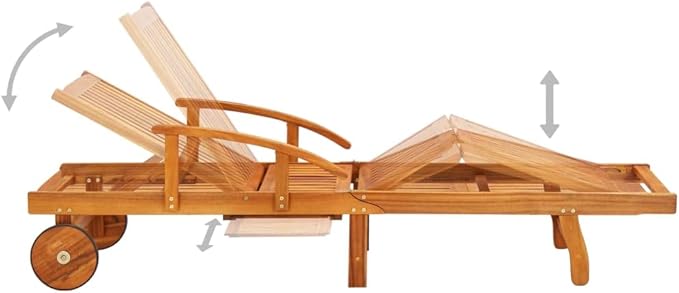 Sun Loungers 2 pcs Solid Acacia Woodrecliner Camping Chairs Patio Tanning chairSuitable for Garden Courtyard