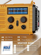 Raynic Weather Radio, 5000mAh/18500mWh NOAA Weather Radio, Solar Hand Crank Emergency Radio with AM/FM/SW/NOAA Weather Alert, Flashlight, Reading Lamp, Cell Phone Charger and SOS Siren