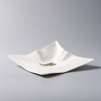 Camping Plates Ceramic Tableware Features Hotel Special-Shaped Irregular Origami Edge Square Cold Dish Creative Fusion Shallow Plate Decorative Plate(10.5 in)