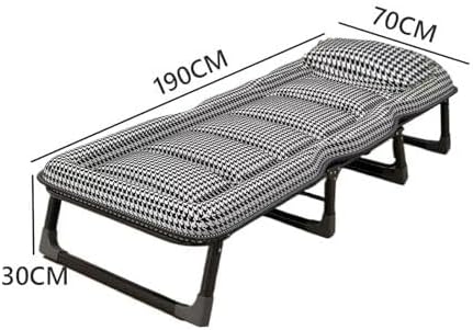 Portable Folding Adult Bed with Mattress, Adjustable Height Camping Cot with Headrest for Home & Travel, 170×56cm(190 * 70CM)