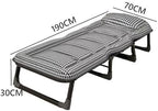 Portable Folding Adult Bed with Mattress, Adjustable Height Camping Cot with Headrest for Home & Travel, 170×56cm(190 * 70CM)