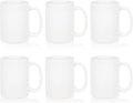 Sublimation Blank Ceramic Coffee Mugs Set of 6 Pcs White Mugs 15 oz Porcelain Espresso Cups Sublimation Mugs Blank DIY for Coffee Soup Tea Milk Latte Hot Cocoa etc