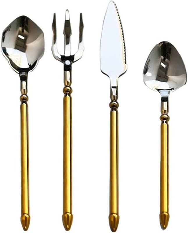 Silverware Set for 12 48-piece Cutlery Silverware Stainless Steel 18-10 Utensils Tableware Poseidon Luxury Fork and Knife Hotel Wedding Gold Handle Household Mirror Polished