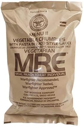 6 Packs Vegetarian Meal Ready to Eat (MRE) Military Issue Field Ration Survival Food