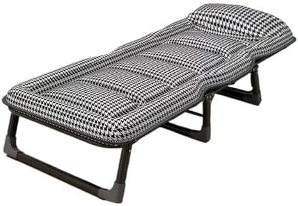 Portable Folding Adult Bed with Mattress, Adjustable Height Camping Cot with Headrest for Home & Travel, 170×56cm(170 * 56CM)