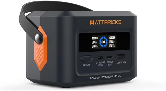 120-Watt Peak With 99.2Whr Portable Power Station, Airline Approved, USB-C 100W, Solar Generator Power Supply for Home Camping RV, Emergency (H100)