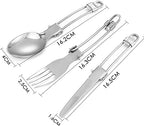 Tableware for Trekking Camping Equipment Picnic Camp Cooking Supplies Stainless Steel Pots Cookware Set Foldable Fork (Color : A)