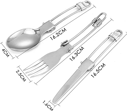 Tableware for Trekking Camping Equipment Picnic Camp Cooking Supplies Stainless Steel Pots Cookware Set Foldable Fork (Color : A)