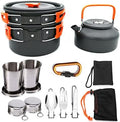 MDybf Camping Cookware Set, Portable Kitchen Utensil Kit, Kitchen Cooking with Folding Handle Travel Tableware Lightweight Bowls, Pot Pan Set for Family Outdoor Backpacking Hiking Picnic Camping BBQ
