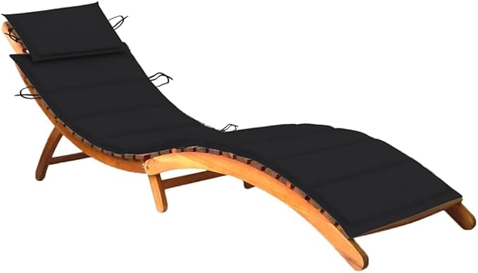 Patio Sun Lounger with Cushion Solid Acacia Woodtanning Chair Patio Chairs Outdoor Lounge Chairs Camping chairsSuitable for Gardens, courtyards